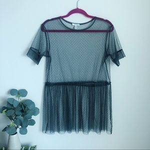 ABOUND Mesh Sheer Blouse S Gray